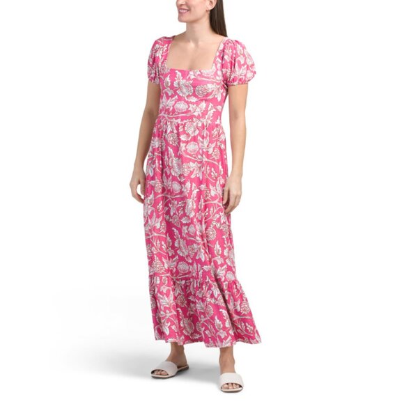 SMITH & QUINN Pink Short Sleeve Floral Maxi Dress - Picture 1 of 2